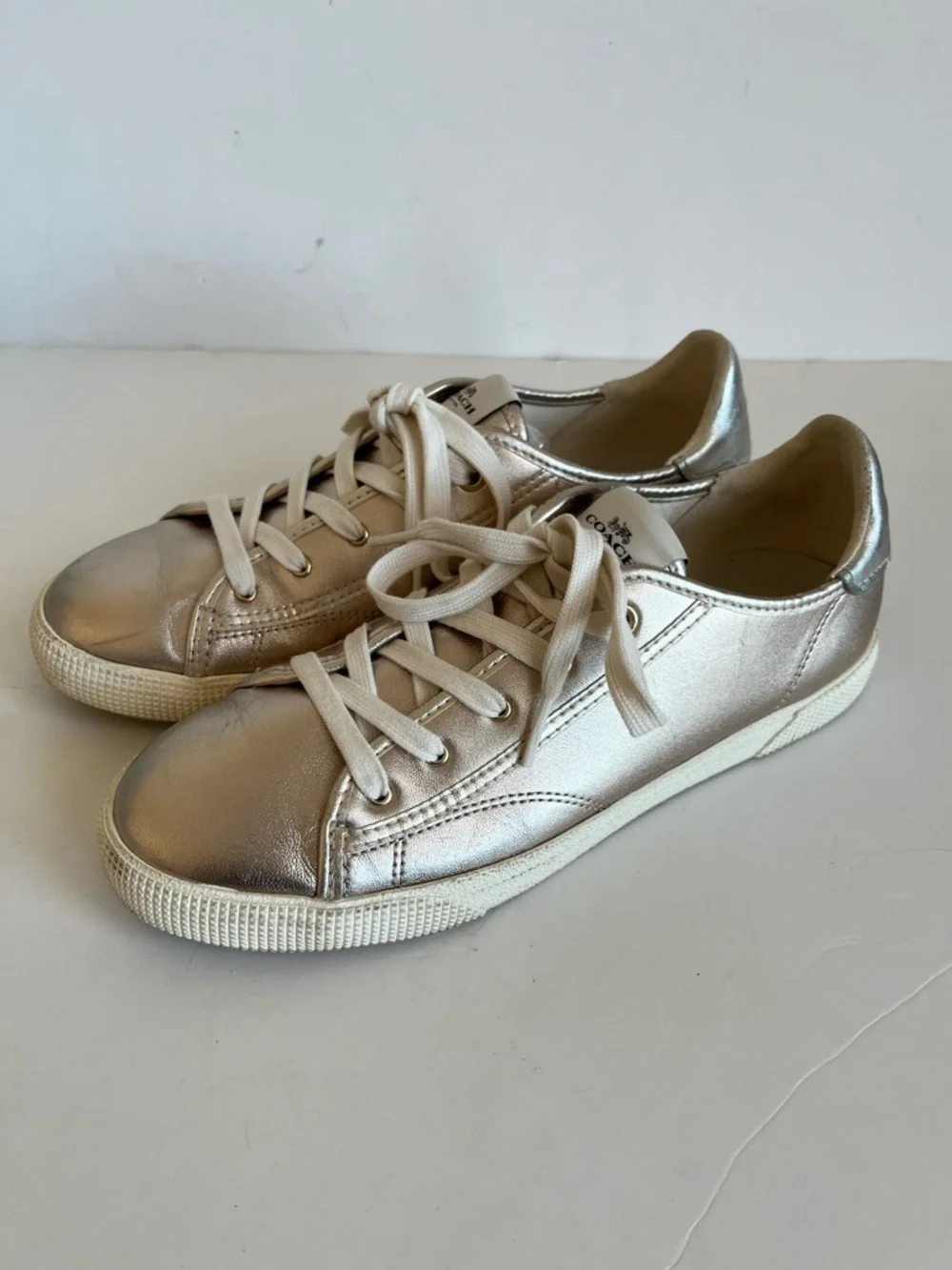 Coach Metallic Silver Low-Top Sneakers women’s size 8B